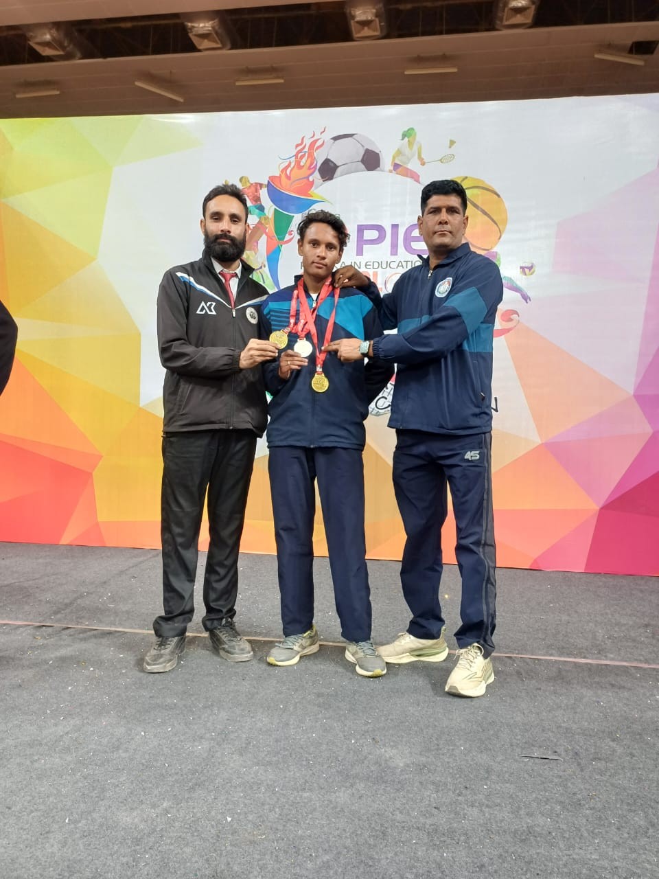 Gold Medal in 100,200 meters race, Long jump